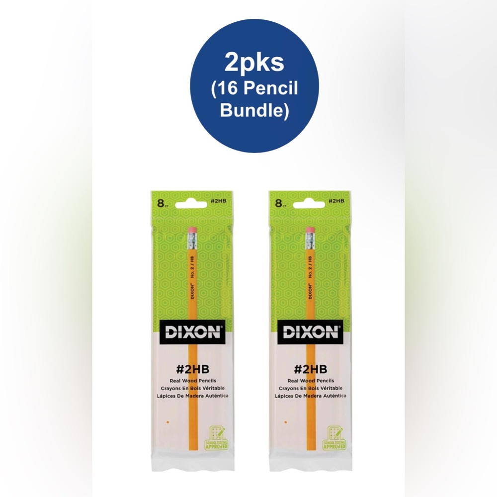 NEW 2pk Dixon School No. 2 Pencils Wood Cased Black Core #2 HB Soft 8 Count Ea